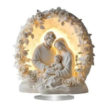 Imagem de Generic Placa decorativa de mesa em acrílico com arte 2D, atraente e com base, ideal para festas, lareiras e armários, Familia Sagrada