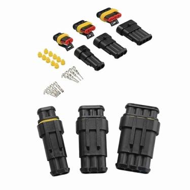 Imagem de 15 conjuntos de conectores de fio elétrico à prova d'água 2/3/4 pinos para motocicleta carro conjunto de vedação conector à prova d'água