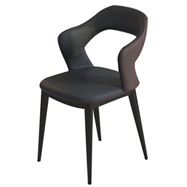 Imagem de Cadeiras de móveis de cozinha sala de jantar moderna de couro cadeira de jantar cozinha sala de estar espreguiçadeira cadeiras ergonômicas pernas de metal de aço carbono resistente (cor: preto)