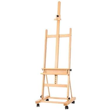 Imagem de Cavalete de artista, suporte de pintura, cavalete de pintura, cavalete de pintura de arte de estúdio de faia grande, suporte de exibição de pôster em tela com cavaletes de roda para exibição,