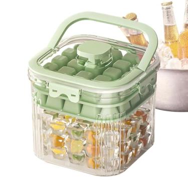 Imagem de Balde de gelo portátil | Caixa de gelo com tampa de vedação e 2 bandejas - Recipiente para freezer com colher para frutas, refrigerante, vinho, acessórios de bartender
