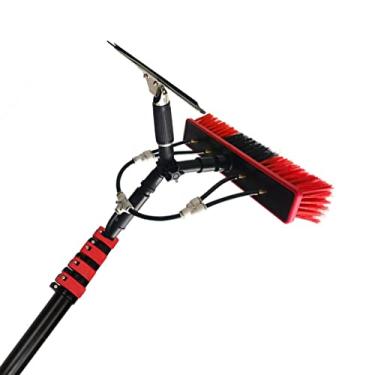 Imagem de Escova de limpeza de janela, kit de limpeza de janela com haste de extensão, sistema de escova de poste alimentado por água, ferramentas de limpeza de janela, mastro extensível com rodo/3,6 m/11,8 pés