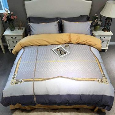 Imagem de Jogo de cama 80S algodão de fibra longa cetim ultra-conjunto de capa de edredom laranja conjunto de lençóis de cama fronhas cor 5 tamanho queen 4 peças