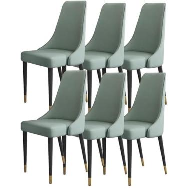 Imagem de EESCZVGBDX Conjunto de 6 cadeiras de couro de microfibra para quarto, varanda, sofá, cadeira de ferro, penteadeira, cadeira de maquiagem, cadeiras de jantar