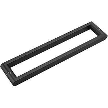 Imagem de STXYANGV Puxadores de porta deslizante, preto, resistente, aço inoxidável, conjunto de ferragens com parafusos, barra interna/externa, maçaneta dupla face para pátio, banheiro, chuveiro/furo para H