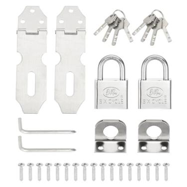 Imagem de PATIKIL 2 peças de ferrolho de cadeado de aço inoxidável, ferrolho de bloqueio de 7,6 cm, trava deslizante para porta, fecho de segurança com trava única prata e parafusos para armário, jardim