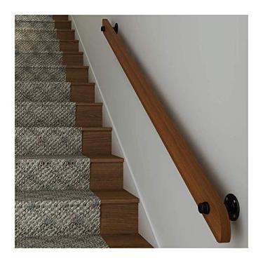 Imagem de Corrimão de escada de madeira antiderrapante para casa contra a parede corrimão para idosos corrimãos de corredor (1 pés-6 m) (tamanho: 6 m)