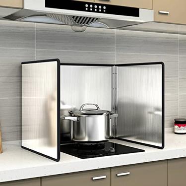 Imagem de Protetor de respingos de aço inoxidável dobrável, protetor contra respingos de fogão para cozinhar cozinha protetor de proteção anti-respingos, tela contra respingos para frigideira, protetor de graxa