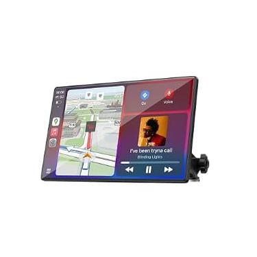 Imagem de Tela veicular HD de 9 polegadas para Apple CarPlay e Android Auto, com link espelhado, controle de voz, reprodução de música, navegação GPS, câmera de reserva, Bluetooth