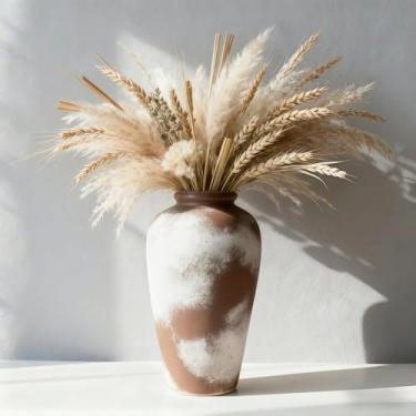 Imagem de NEBRYX Vaso de cerâmica grande, vaso minimalista de 28 cm para decoração de casa, vaso de flores feito à mão para mesa central, casamento, sala de estar, decoração de cozinha, decoração de prateleira