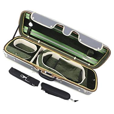 Imagem de Estojo Para Violino Em Madeira Compensada Retangular E Couro Artificial Cinza Com Interior Confortável Verde Tamanho Completo Estojo de Violino (Color : 1/8)