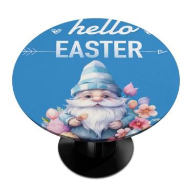 Imagem de hongjinglin Toalha de mesa redonda com borda elástica de Páscoa, toalha de mesa redonda limpável para ambientes internos e externos, pátio, jantar, cozinha, festival, decoração para mesas de 114 a 127