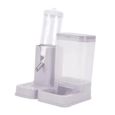 Imagem de Bothyi Bebedouro portátil 2 em 1 para hamster com comedouro integrado, acessório para gaiola, ideal para gerbils em terraços e salas de estar, Cinza