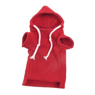 Imagem de Ｂｅｓｇａ Roupa para furão com capuz, fantasia de hamster, roupa multifuncional, quente e fofa para pequenos animais, ideal para hamsters, coelhos, Vermelho