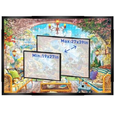 Imagem de MICEPLAY Moldura ajustável para quebra-cabeças de 1000/1500/2000 peças, moldura de pôster para montagem na parede, exibição horizontal e vertical, moldura preta para decoração de casa