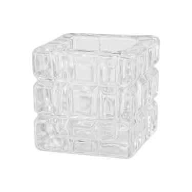 Imagem de Castiçal Decorativo De Vidro Quadrado Porta Vela(1 Castical Elegante Quadrado)