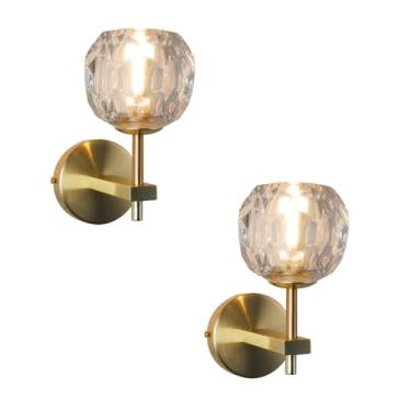 Imagem de Kit 2x Arandela Dourada Cúpula de Cristal Luxo Espesso 90º G9 Bivolt