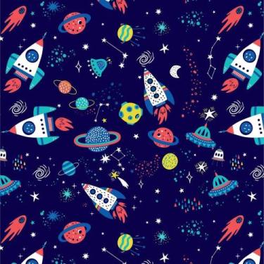 Imagem de Papel Presente Bobina Couchê 60CM. MOD.123 Foguetes Bobina com 100M - 