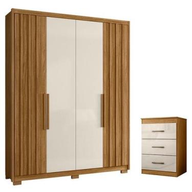 Imagem de Guarda Roupa Solteiro Califórnia e Cômoda Vitória Freijó Off White - M