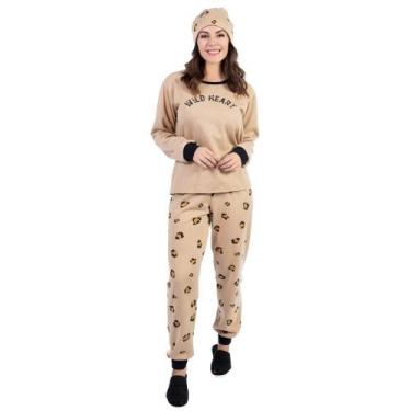 Imagem de Pijama Feminino Plus Size Moletinho De Inverno Flanelado Quentinho Blu