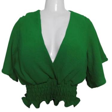 Imagem de Blusa Cropped Feminina Ciganinha com Bojo Mangas Soltinhas - sol  moda