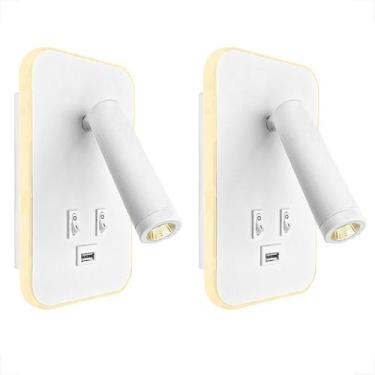 Imagem de 2 Arandela Cabeceira Para Leitura Foco Móvel Led Usb Bet79 - Acienda