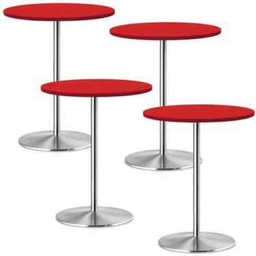 Imagem de Pacote com 4 toalhas de mesa redondas pequenas de 61 cm para coquetel. Touca de mesa elástica impermeável, elástica, lavável, dobrável, toalha de mesa de piquenique, toalha de mesa de elastano para