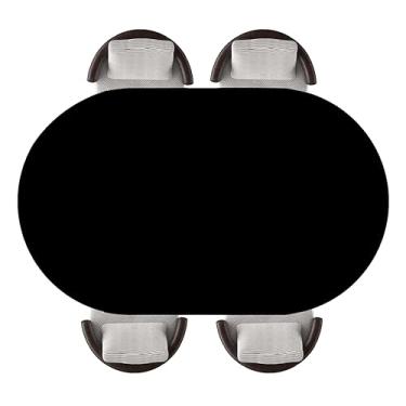 Imagem de JCETUNO Capa de mesa personalizada oval ajustada toalhas de mesa personalizadas adicionar foto nome texto borda elástica personalizada topo de mesa para jantar ao ar livre interior, preto, serve para