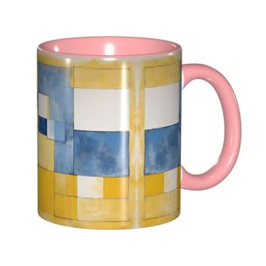 Imagem de Zeraoke Impressão de pintura abstrata cinza e amarela canecas de café criativas, personalizadas, presente para família, tamanho de 325 ml, unissex