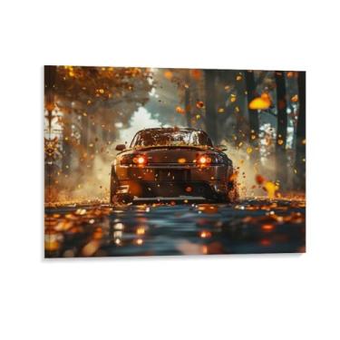 Imagem de HouLaiZhe S2000 Esportes Folhas Caídas Outono Cartazes Tela Estética Sala Decoração de Parede Impressões Galeria Sala Decoração de Parede para Quarto Sala de Estar Escritório 24 x 32 polegadas (60 x