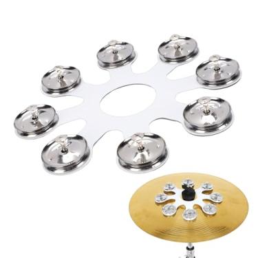 Imagem de VBESTLIFE Cymbal Ching Ring Pandeiro Polvo Hi Hat Pandeiro Com 8 Jingles de Aço para Conjunto de Bateria Hi Hat, Efeitos de Pratos