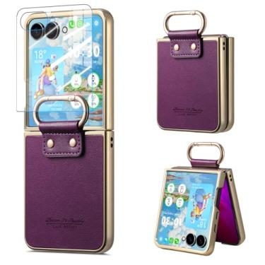 Imagem de Capa para Z Flip 7 com suporte de anel protetor de tela para Samsung Z Flip 7 Capa para Galaxy Z Flip 7 2025 5G - Roxa