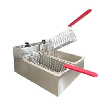 Imagem de Fritadeira Elétrica Profissional a Óleo 2 Cubas 6 Litros 110v C/ 02 Ce