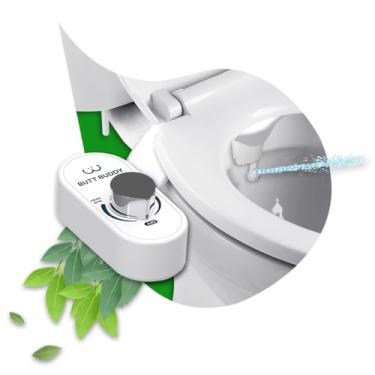 Imagem de BUTT BUDDY Acessório de vaso sanitário Duo Bidê - um pulverizador de água doce autolimpante não elétrico com bocal de pressão de água ajustável e fácil instalação doméstica (limpeza de bocal duplo |