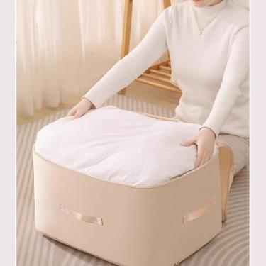 Imagem de Bolsa grande de armazenamento de roupas para jaquetas, colchas e edredons - organizador de embalagem portátil com alça larga, à prova de umidade e inodoro para casa ou viagem