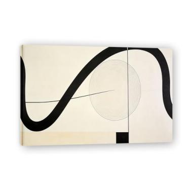 Imagem de Contraste elegante Arte em tela minimalista: Serenidade tons neutros grande área em branco para decoração de espaço calmo 19,78 x 75 cm emoldurado