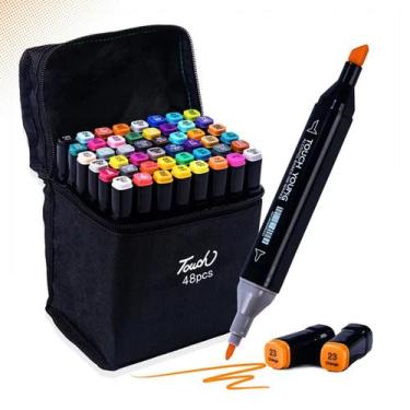 Imagem de Caneta Touch 48 Cores Permanente Base De Álcool Marcador Colorir - FSS
