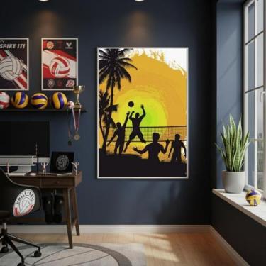 Imagem de Quadro Decorativo Vôlei De Praia-70X50Cm Mold Branca - Quadros On-Line