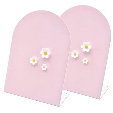 Imagem de 2 Pcs Pink Desk Magnetic Message Board, Metal Bulletin/Memo Board with Flower Pins with Stand, Souvenir/Photo Display Board for Home, Office, Dormitory, Apartment, 8 * 11Inch