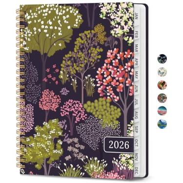 Imagem de Agenda 2026, agenda semanal e mensal para mulheres, janeiro de 2026 a dezembro de 2026, agenda bonita de capa dura 2026 com abas, bolso interno, encadernação espiral, material escolar perfeito para