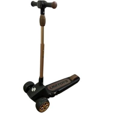 Imagem de Patinete Infantil com LED, Preto e Dourado, 3 Rodas, Guidão Ajustável em T