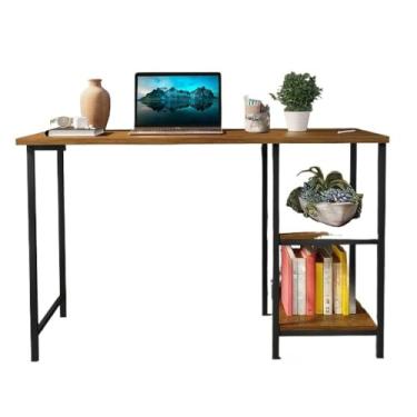 Imagem de Escrivaninha Mesa Office Estudo Estilo Industrial 110cm Móveis(Preto/Imbuia)
