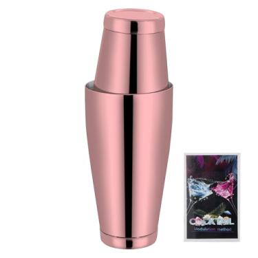 Imagem de Conjunto de coqueteleira, coqueteleira profissional Boston, batedeira de aço inoxidável para barman, ferramentas essenciais de bar, latas de metal para bartender, 597 g, 800 ml (1, ouro rosa)