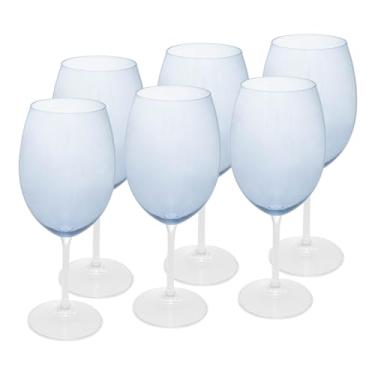 Imagem de Conjunto 6 Taças de Vinho de Cristal Ecológico Banquet Azul 580ml - Wolff