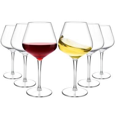 Imagem de HAHASHOW Taça de vinho inquebrável, copos de vinho Tritan plástico vermelho/branco, copos de vinho de 510 g, copos disponíveis para lava-louças, conjunto de 6, para piquenique, votação, casamento