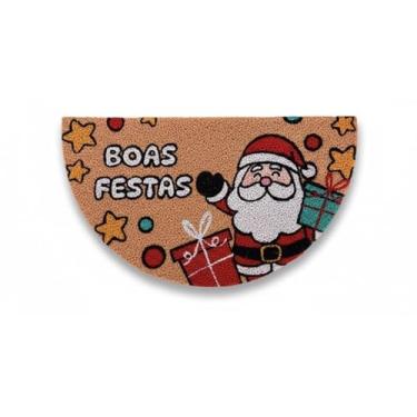 Imagem de Tapete Entrada de porta Emborrachado Meia Lua Boas Festas