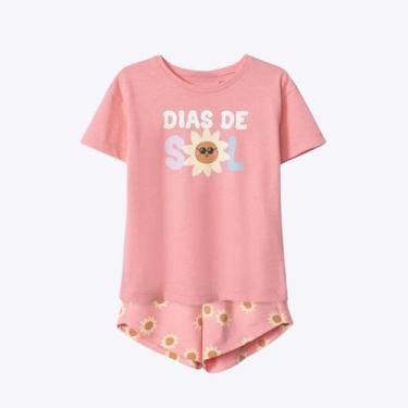 Imagem de Conjunto Infantil Estampado para Menina Hering Kids - Manga Curta, Ros