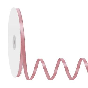Imagem de Simplegoal Fita de cetim rosa empoeirado dupla face 1/4 polegada x 100 jardas fitas rosa empoeiradas de poliéster para embrulho de presente artesanato buquê de flores costura artes decoração de festa