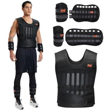 Imagem de Conjunto de colete com peso ajustável, colete de peso de 10 kg, conjunto de pesos de tornozelo de pulso com pesos removíveis, conjunto de peso de perna de braço