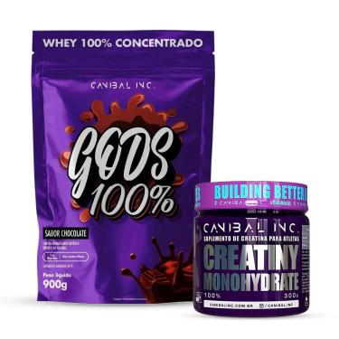 Imagem de Gods Whey 100% 900g Refil e Creatina 300g pura Canibal Inc-Unissex